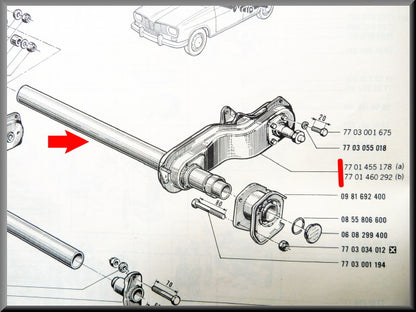 Essieu arrière gauche – Renault 16 – OEM 7701455178 – Occasion