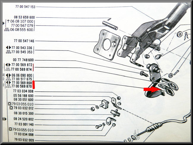 Caoutchouc de pédale – Renault 16 TX, TS – Renault 12 - Renault 15 - Renault 17 - OEM 7700569868 / 7700569870 / 7700569871 / 7700517675