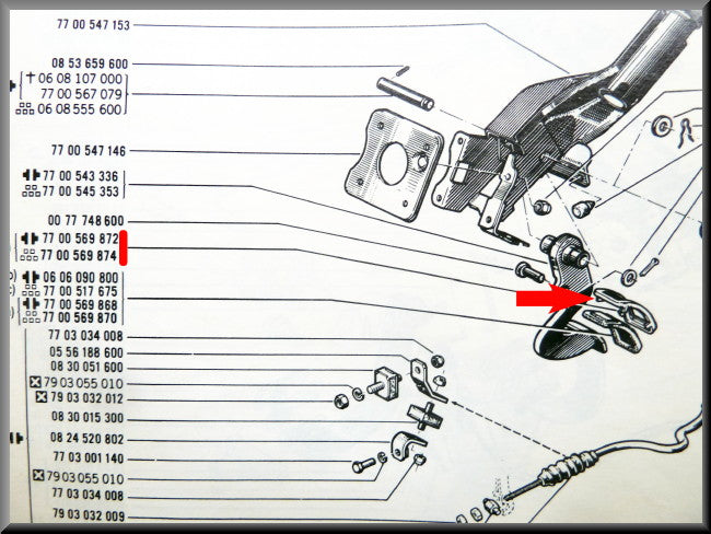 Châssis pédalier – Renault 16 TX, TS – OEM 7700569872 / 7700569874