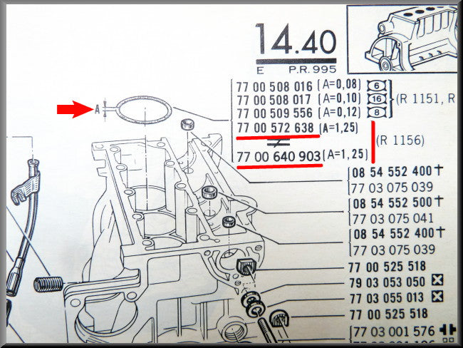 Joint torique chemise de cylindre – Renault 16 TX – OEM 7700572638 / 7700640903