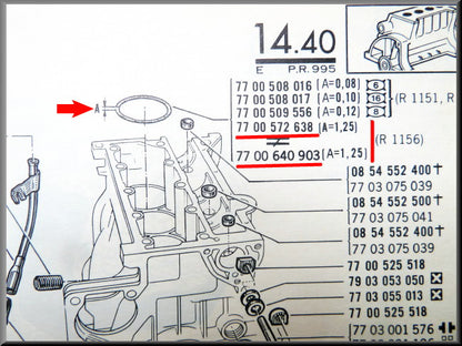 Joint torique chemise de cylindre – Renault 16 TX – OEM 7700572638 / 7700640903