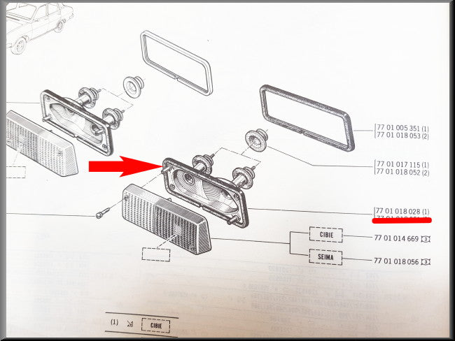 Stadslicht unit links – Renault 12 – OEM 7701018028