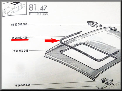 Sealing strip with stainless steel profile for the open roof – Renault 16 – OEM 0428932400