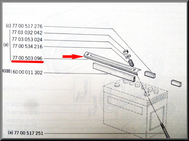 Fixation de batterie – Renault 12 – Renault 16 - Renault 17 - OEM 7700503096