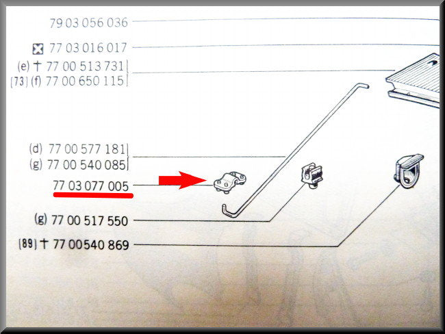 Clip de béquille de capot – Renault 12 – Renault 5 - Renault 16 - OEM 7703077005