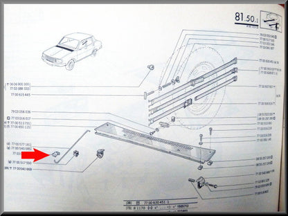 Clip de béquille de capot – Renault 12 – Renault 5 - Renault 16 - OEM 7703077005