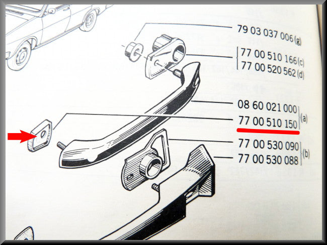 Rosaces de poignée de porte – Renault 12 – OEM 7700510166 / 7700510150