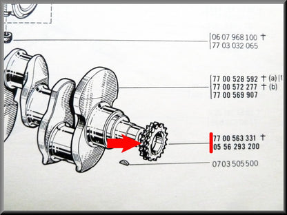 Pignon de vilebrequin – Renault 16 – Renault 12 Gordini - Renault 17 - Alpine A110 - OEM 0556293200