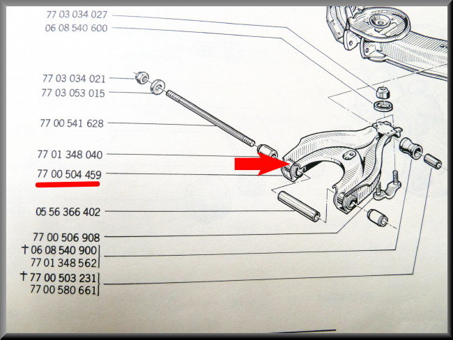 Bras oscillant de suspension arrière – Renault 12 – Renault 15 – Renault 17 – OEM 7700504459