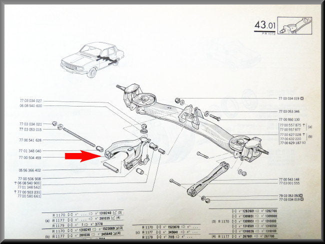 Bras oscillant de suspension arrière – Renault 12 – Renault 15 – Renault 17 – OEM 7700504459