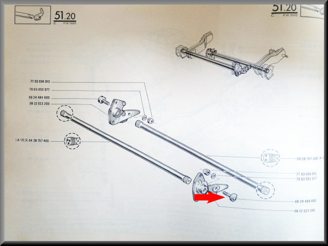 Stelbout torsievering achteras – Renault 16 – OEM 0824484600