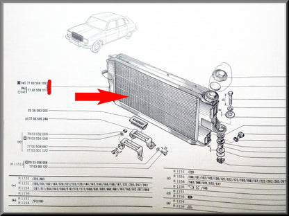 Radiateur – Renault 16 TL, TS(type 2), TX – OEM 7700508109