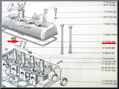 Guide de soupape 13,10 mm, 49 mm – Renault 16 – OEM 0710942500A