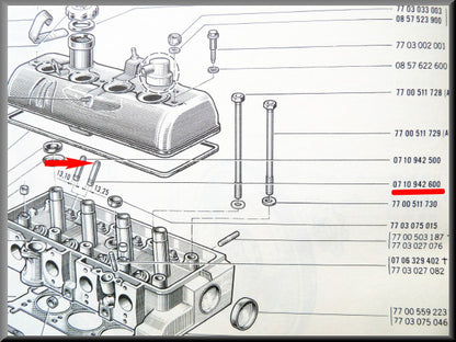 Valve guide 13.25mm 49mm – Renault 16 – OEM 0710942600A