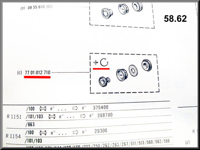 Kit de réparation maître-cylindre (Bendix 19 mm) – Renault 16 TS, TL (premier type) – OEM 7701012710
