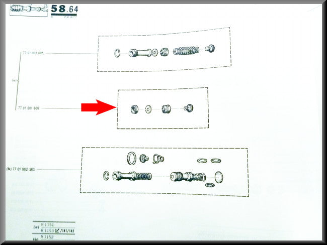 Master cylinder overhaul kit R16 TS and TL first type (Bendix 19 mm).