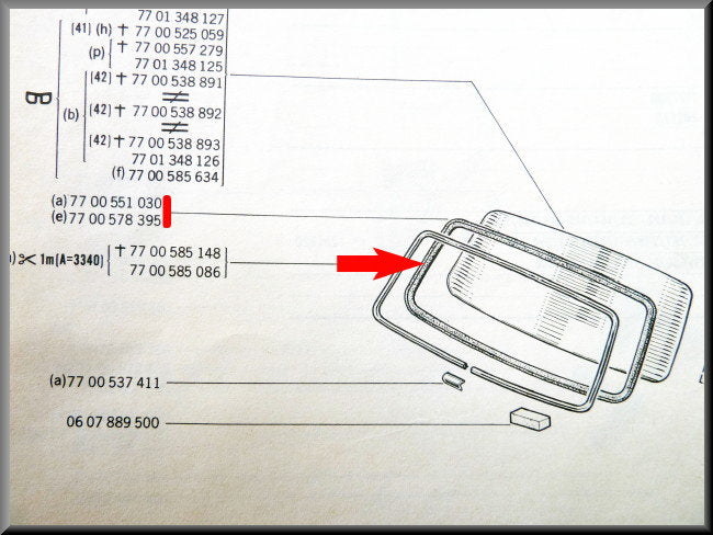 Joint de pare-brise – Renault 12 – OEM 7700551030