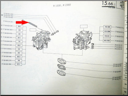 Câble d'accélérateur – Renault 12 – Renault 15 - OEM 7700519101 / 7700509808
