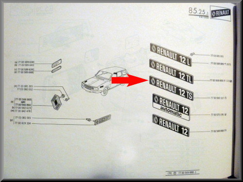 Emblème – Renault 12 TS – OEM 7700569337