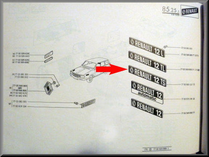 Emblème – Renault 12 TS – OEM 7700569337