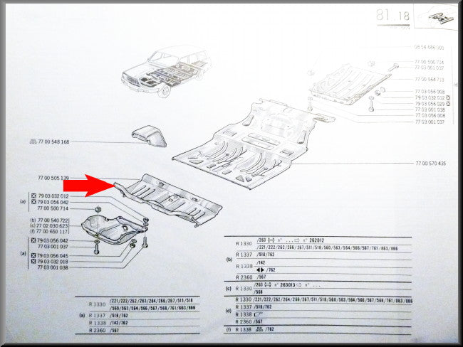 Vloerplaat – Renault 12 – Renault 15 - Renault 17 - OEM 7700505139