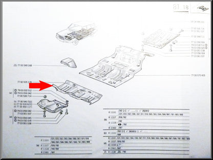 Vloerplaat – Renault 12 – Renault 15 - Renault 17 - OEM 7700505139