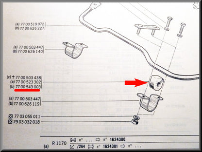Caoutchouc de barre stabilisatrice (Trou : 20 mm) – Renault 12 Break - Renault 15 - Renault 17 – OEM 7700543003