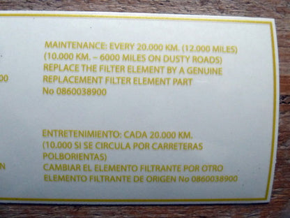 Autocollant transparent pour le filtre à air – Renault 16 TS