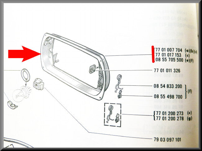 Cadre de phare – Renault 16 – OEM 7701007704