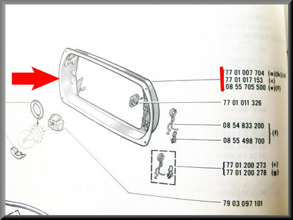 Cadre de phare – Renault 16 – OEM 7701007704