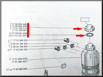Bouchon et joint vase d'expansion – Renault 12 – Renault 15 - Renault 16 - Renault divers - OEM 7701348847