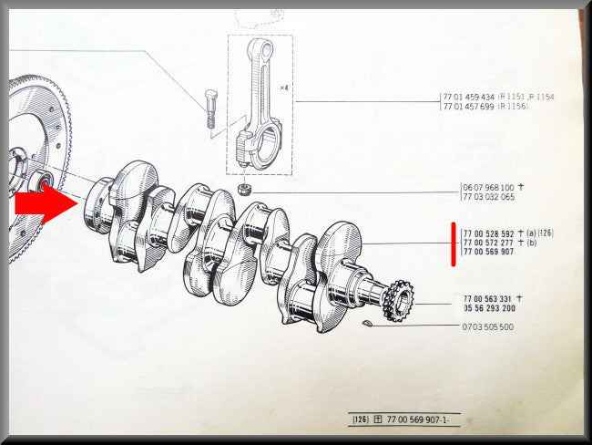 Crankshaft (ground) – Renault 16 TX – OEM 7700569907
