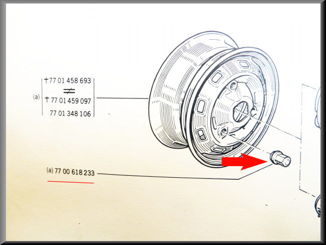 Écrou de roue longueur 38,5 mm – Renault 12 – Renault 15 - Renault 16TX - Renault divers - OEM 7700532727 (grand)