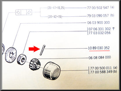 Goupille fendue pour roulement d'essieu arrière – Renault 12 - Renault 15 - Renault 16 - Renault divers – OEM 1089030352