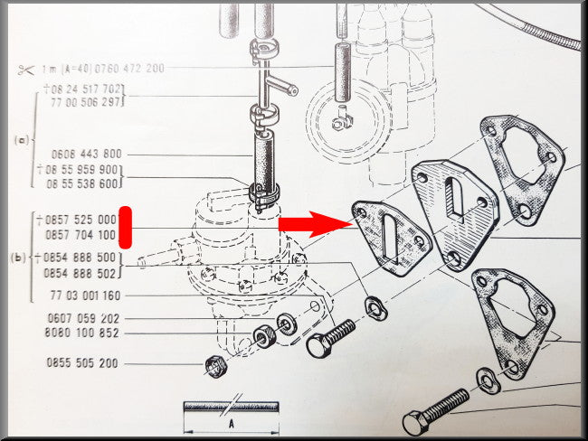 Fuel pump gasket – Renault 16 TL, GLS, GL, L – Renault 12 - Alpine A110 - Renault various - OEM 7701348024