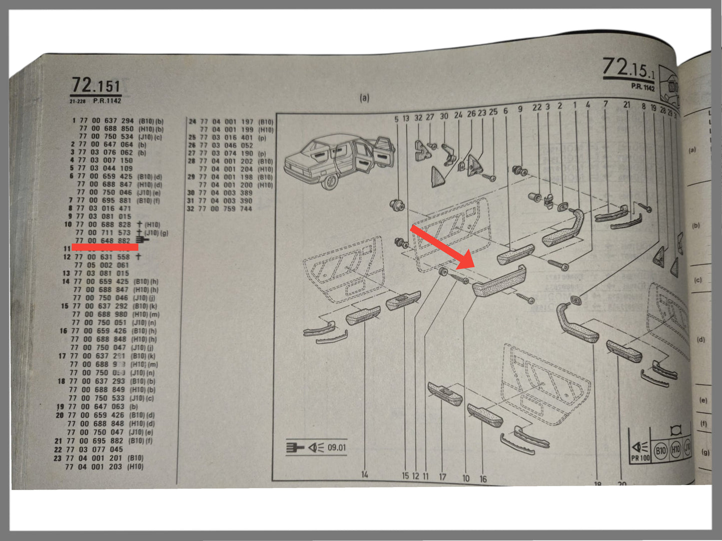 Vide-poches portière - Renault 9 - Renault 11 - OEM 7700648882