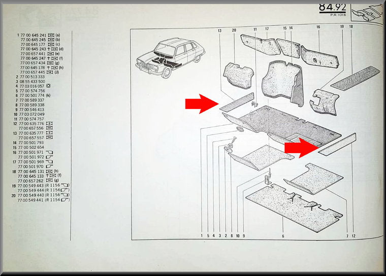Habillage de traverse avant (caoutchouc) – Renault 16 – OEM 7700635777 / 7700635776