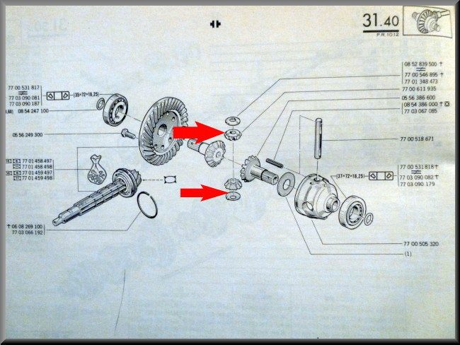 Roue satellite – Renault 12 – Renault 5 - Renault 16 - Renault divers - OEM 7700611935