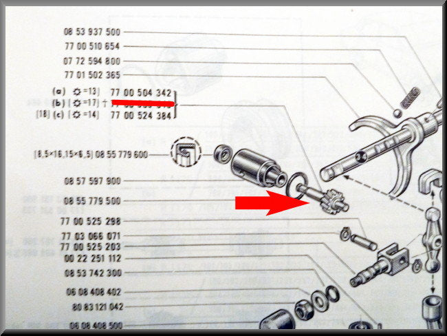 Entraînement câble compteur (13 dents) – Renault 12 – Renault 15 - Renault 17 - OEM 7700504342