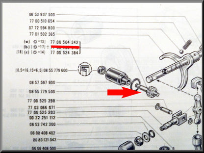 Entraînement câble compteur (13 dents) – Renault 12 – Renault 15 - Renault 17 - OEM 7700504342