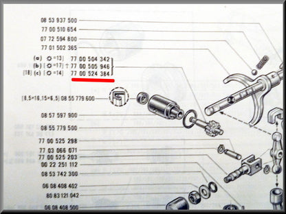 Entraînement câble compteur (14 dents) – Renault 12 – Renault 15 - Renault 17 - OEM 7700524384