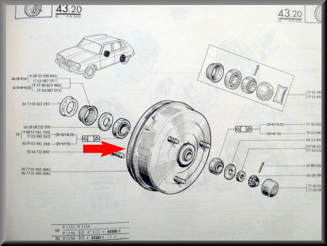 Brake drum later types – Renault 16 – OEM 7701455364 – Used