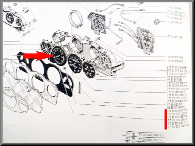 Toerenteller – Renault 16 TX (2e type 1976-1980) – OEM 7701021230