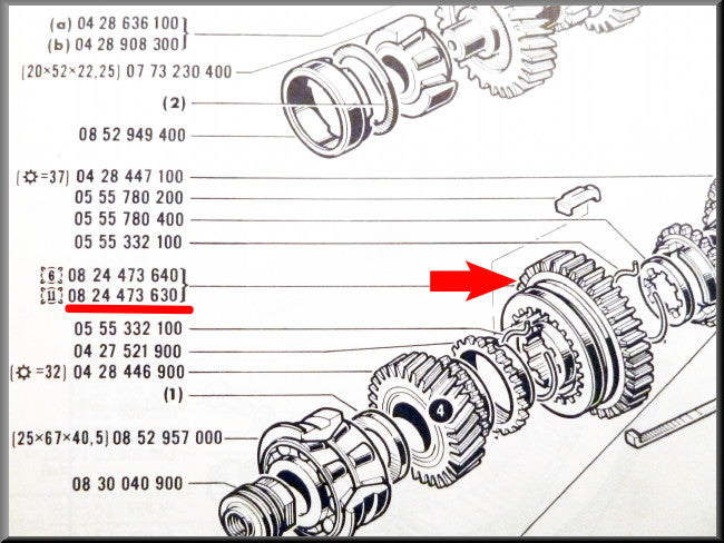 Pignon baladeur arrière avec moyeu synchroniseur 40 dents boîte 336 – Renault 16 – OEM 0824473640A
