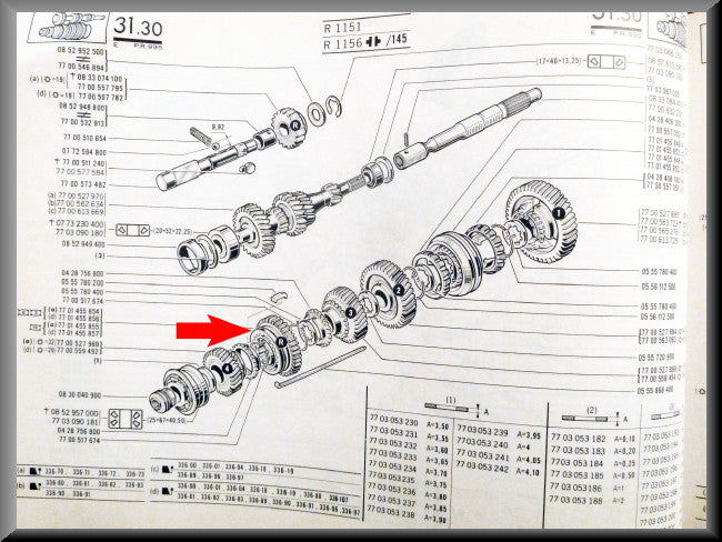 Pignon marche arrière avec moyeu synchroniseur (37 dents) – Renault 16 – OEM 7701455857 / 7701455854 / 7700455855 / 7701455856