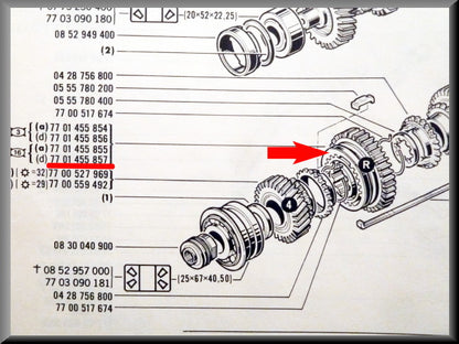 Pignon marche arrière avec moyeu synchroniseur (37 dents) – Renault 16 – OEM 7701455857 / 7701455854 / 7700455855 / 7701455856