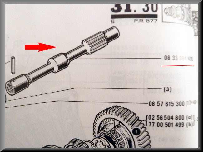 Prize axle (4 gearbox) – Renault 16 – OEM 0833084400