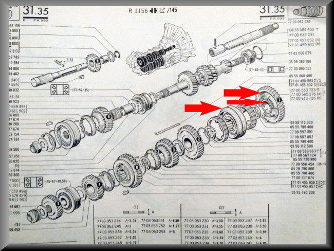 Pignon de 1ère vitesse avec moyeu synchroniseur (42 dents) – Renault 16 – OEM 7700613725A