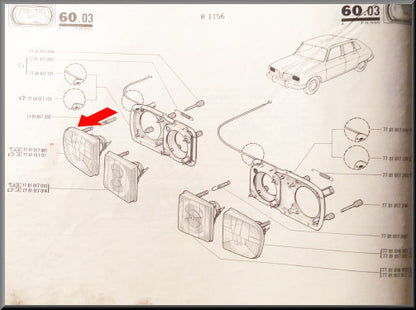 Headlamp glass right outside R16TX – Renault 16