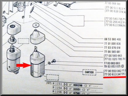 Electromachnetische bediening centrale deurvergrendeling – Renault 16 TS - TX – OEM 7700613347